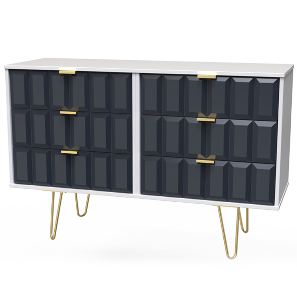 Crowndale Cube 6 Drawer Matt Indigo and White Chest of Drawers Ready Assembled Image 2