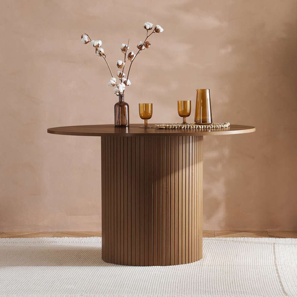 Birlea Axel 4 Seater Round Fluted Dining Table Walnut Image 7