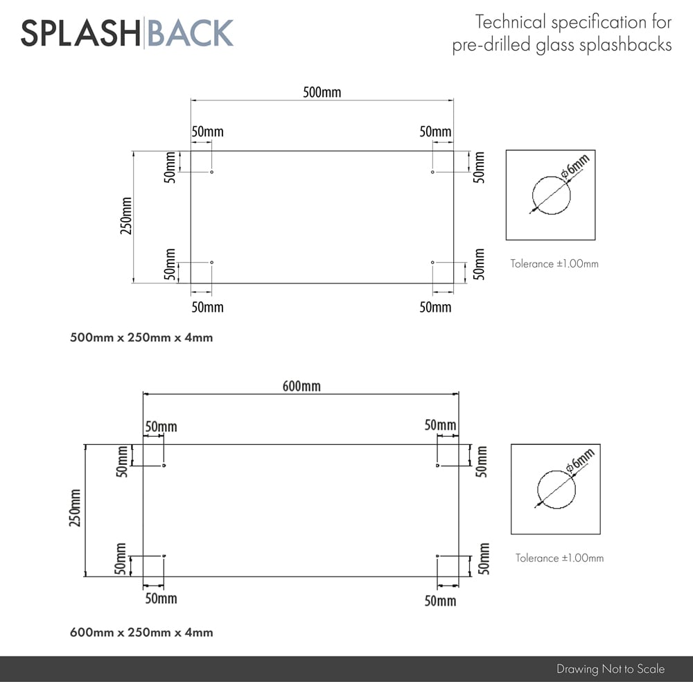 Splashback Crystal Clear Toughened Glass Bathroom Splashback with Brass Caps 250 x 500mm Image 7