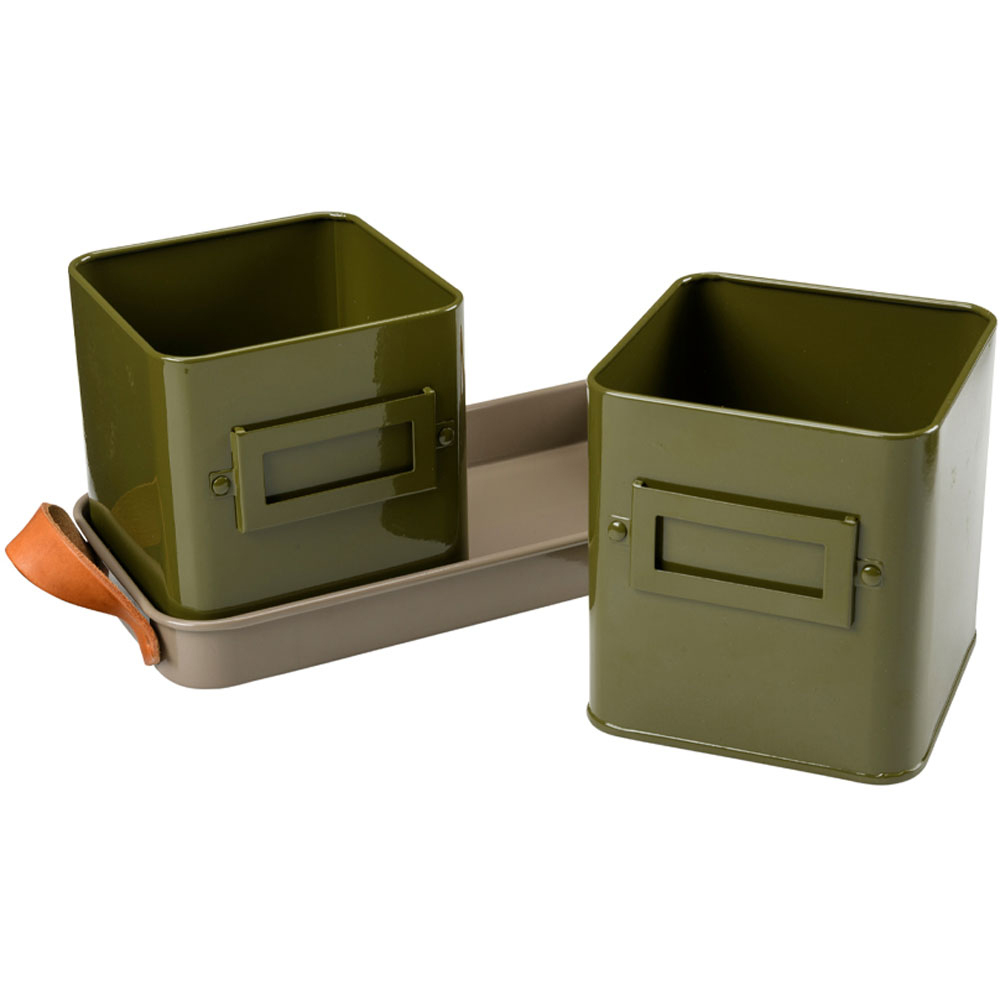 Burgon and Ball New 2 Olive Herb Pot in Leather-Handled Tray Image 4