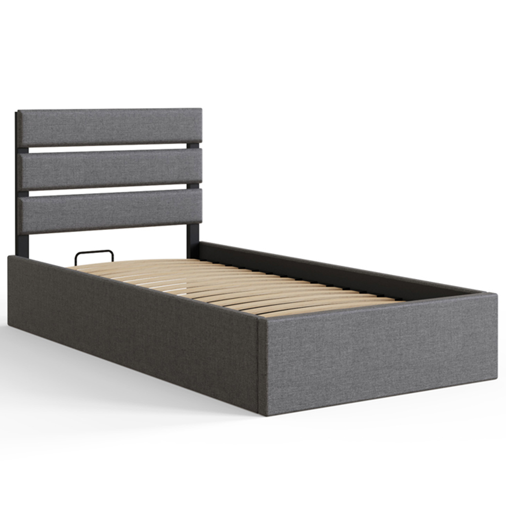 GFW Hudson Single Grey End Lift Ottoman Bed with SC Bonnell Mattress Image 2