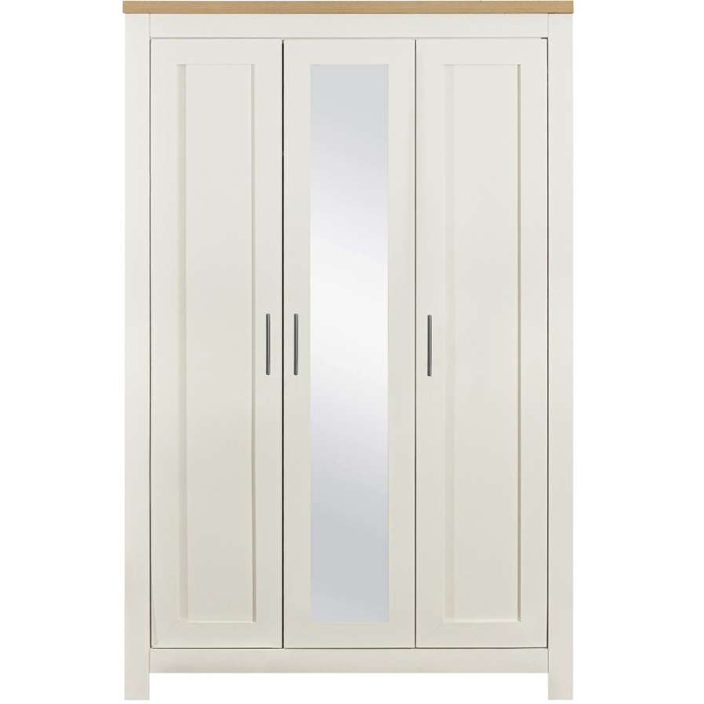 Birlea Highgate 3 Door Cream and Oak Mirrored Wardrobe Image 3