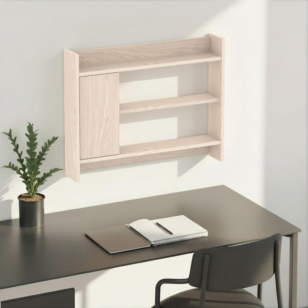 Decortie Fleet Sonoma Oak 3 Shelf Wall Unit with Cupboard Image 3