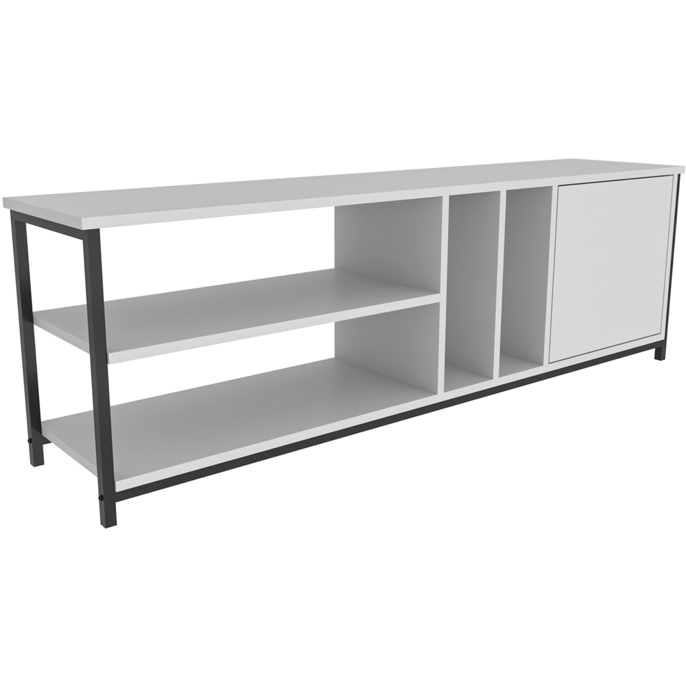 Decorotika Oneida Single Door 4 Shelf Black and White TV Unit Image 2