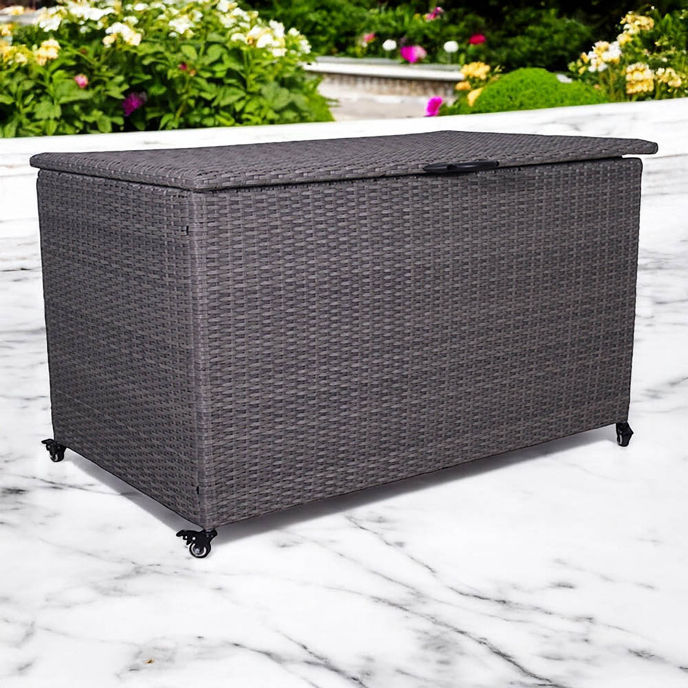 Royalcraft 645L Charcoal Rattan Weave Cushion Storage Box Image 2