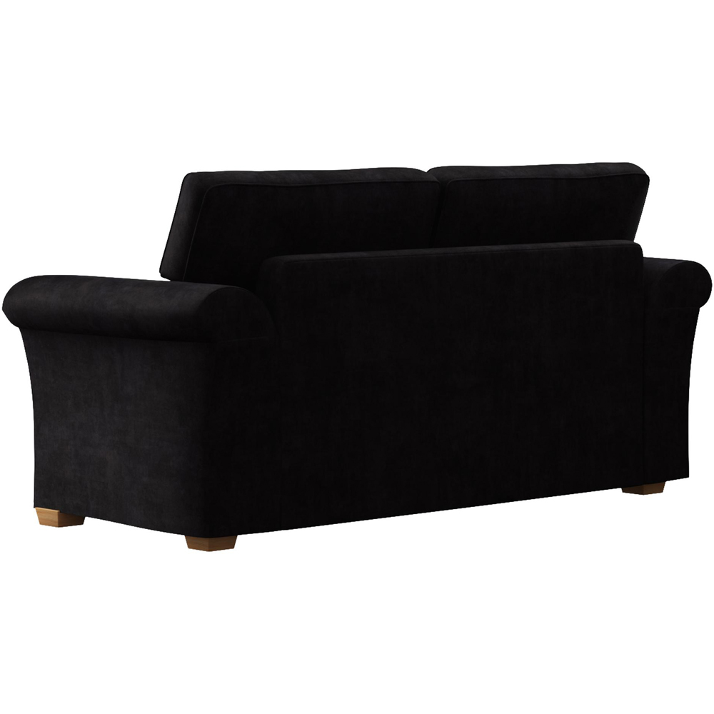 Castleacre 3 Seater Ebony Plush Velvet Fixed Back Sofa Image 4