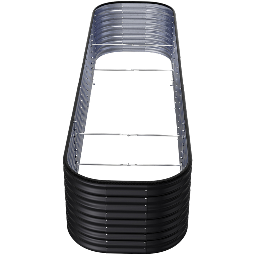 Living and Home Anthracite Oval Galvanised Steel Raised Garden Bed 320 x 56cm Image 6