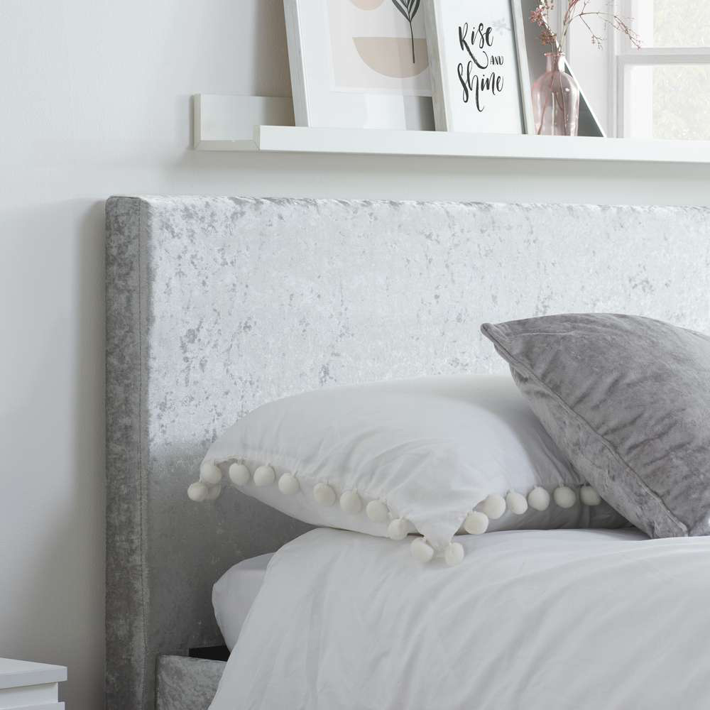 Berlin Small Double Steel Crushed Velvet Ottoman Bed Image 8