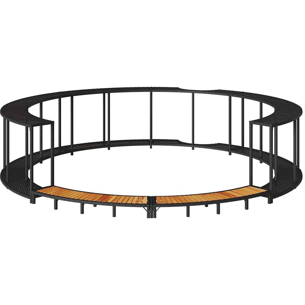 Walplus Black Poly Rattan Hot Tub Surround with Storage and Wooden Step Image 4