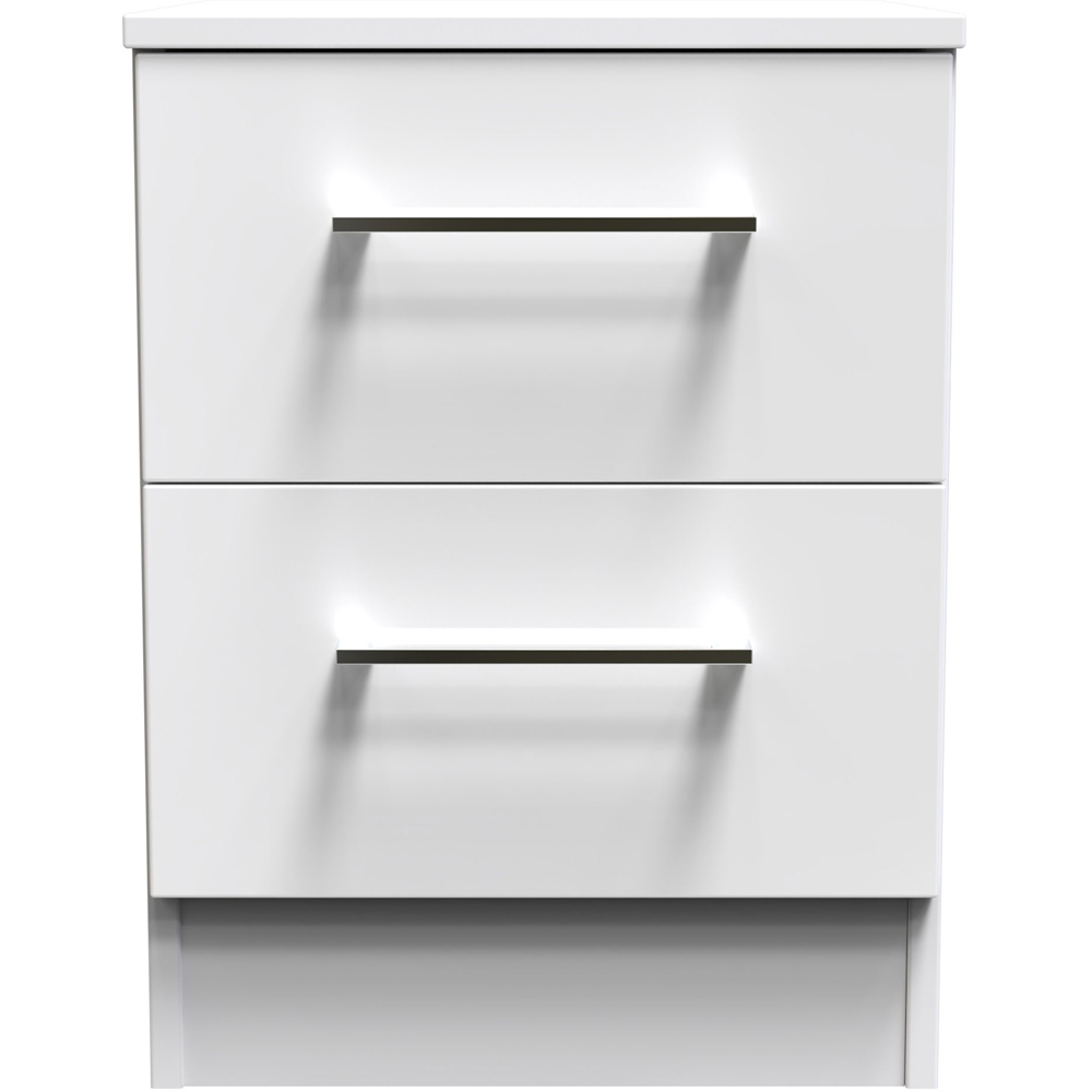 Crowndale Worcester 2 Drawer White Bedside Cabinet Ready Assembled Image 3