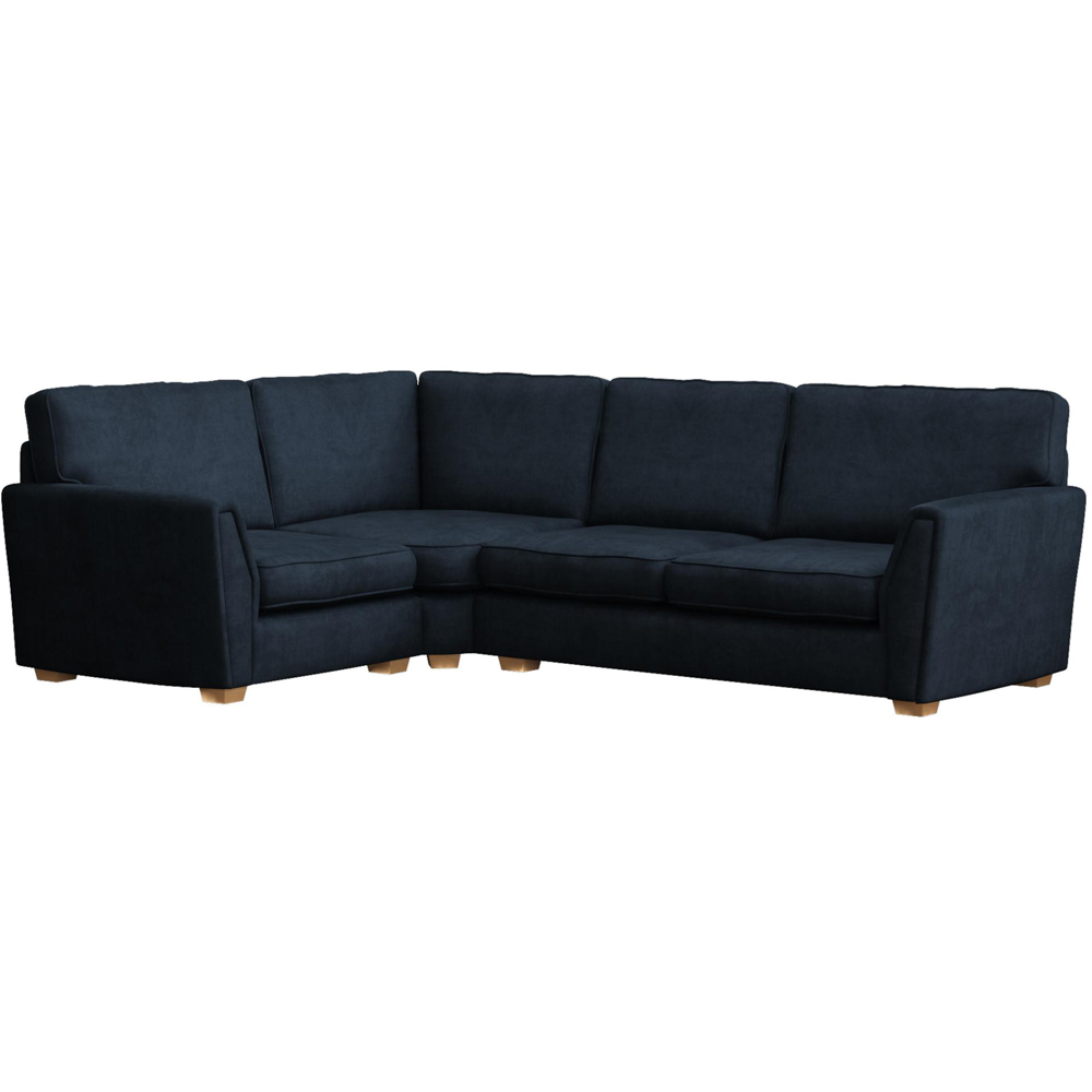 Wendleberry 3 Seater Royal Blue Plush Velvet Fixed Back Left Hand Corner Sofa Image 2