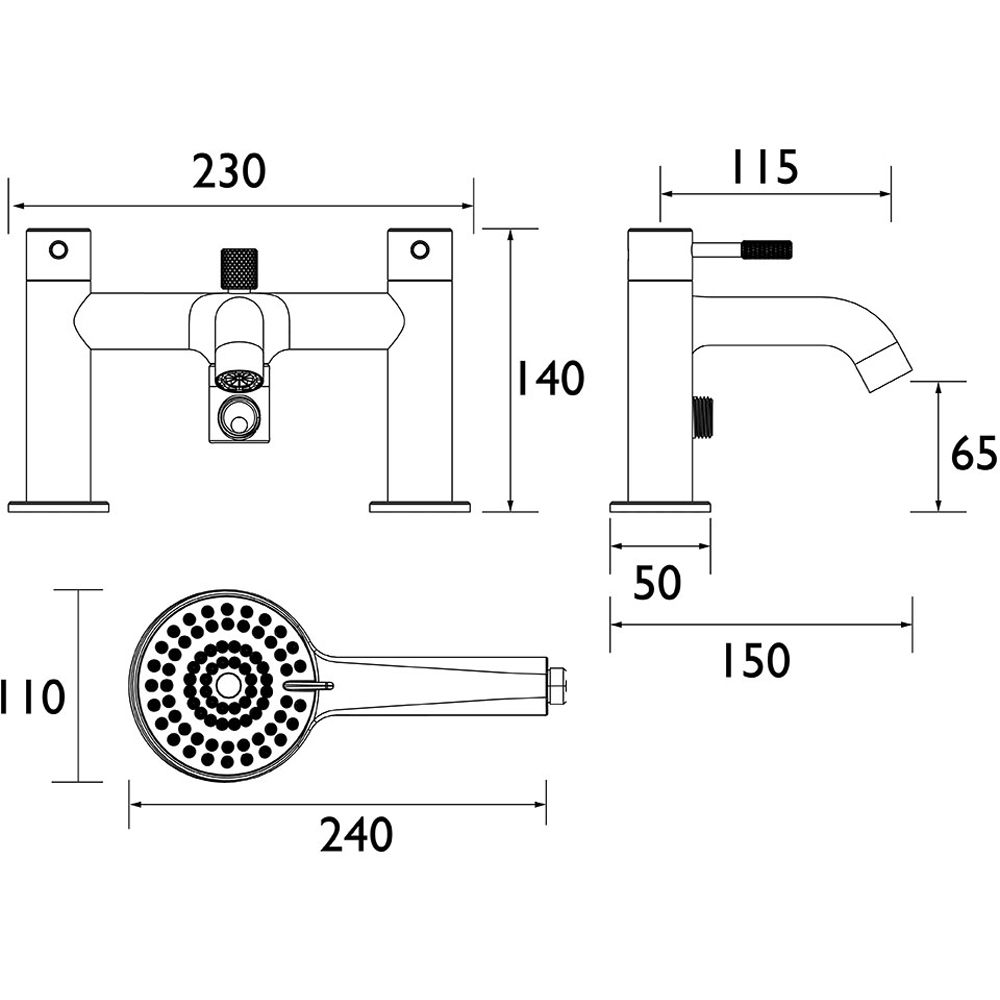 Bristan Molida Chrome Bath Shower Mixer Tap with Handset Image 5