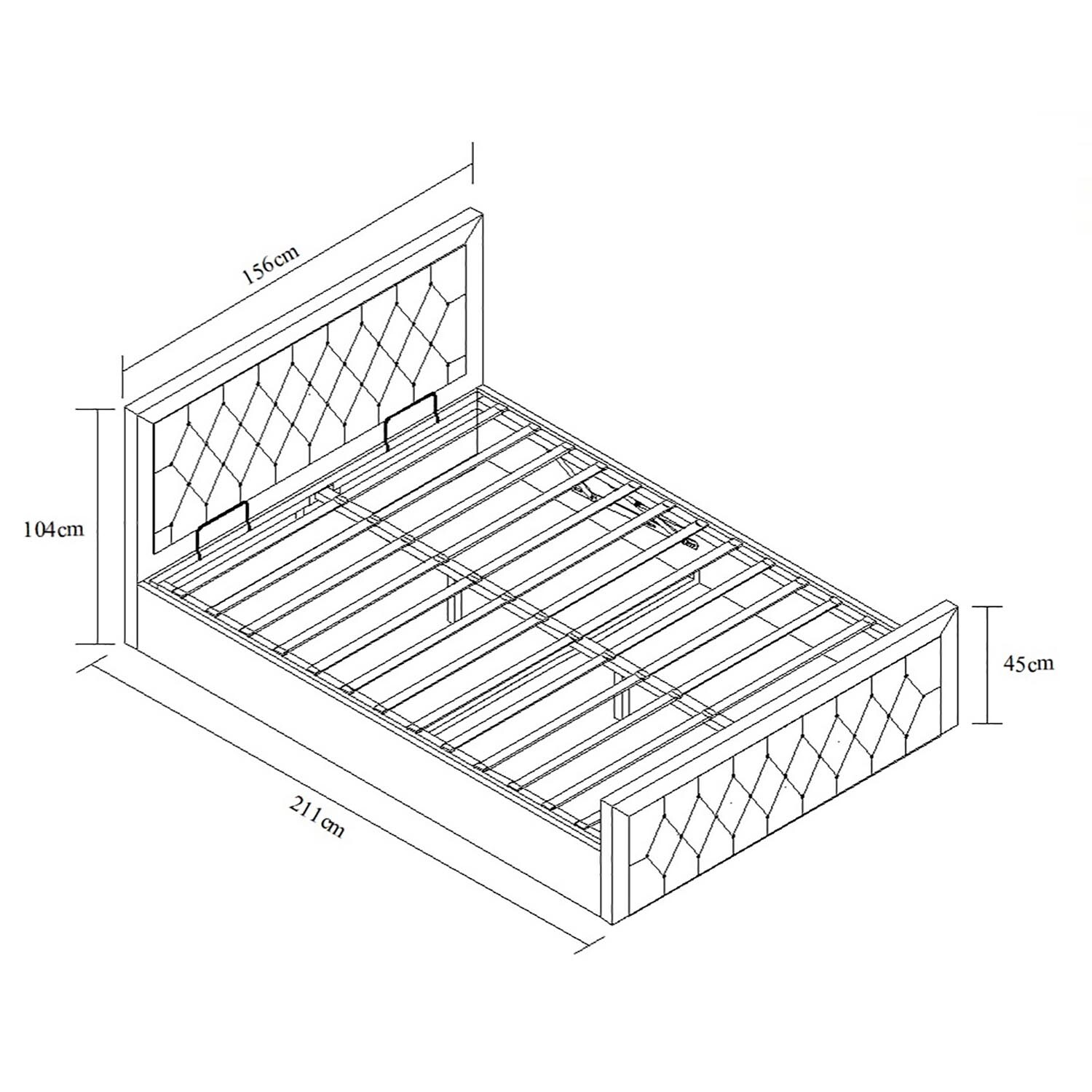 Mia King Size Grey Faux Brushed Velvet Ottoman Bed Image 10