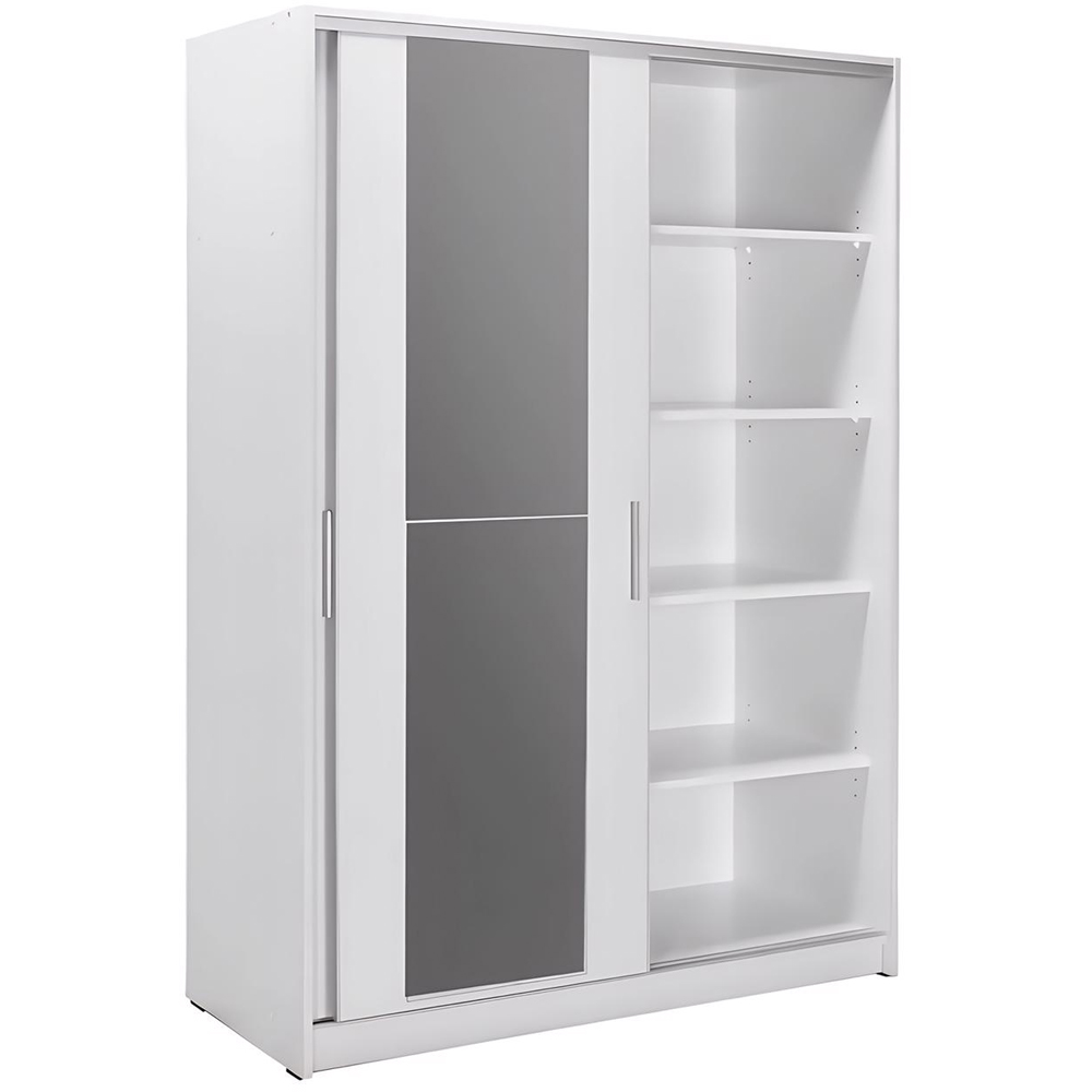 FWStyle 2 Door White Sliding Mirrored Double Wardrobe Image 3