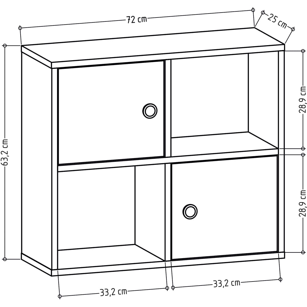 Decorotika Tuttle 2 Door 2 Open Shelf White and Anthracite Bookcase Image 5