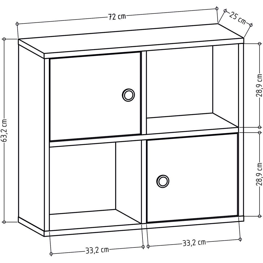 Decorotika Tuttle 2 Door 2 Open Shelf Anthracite Bookcase Image 5