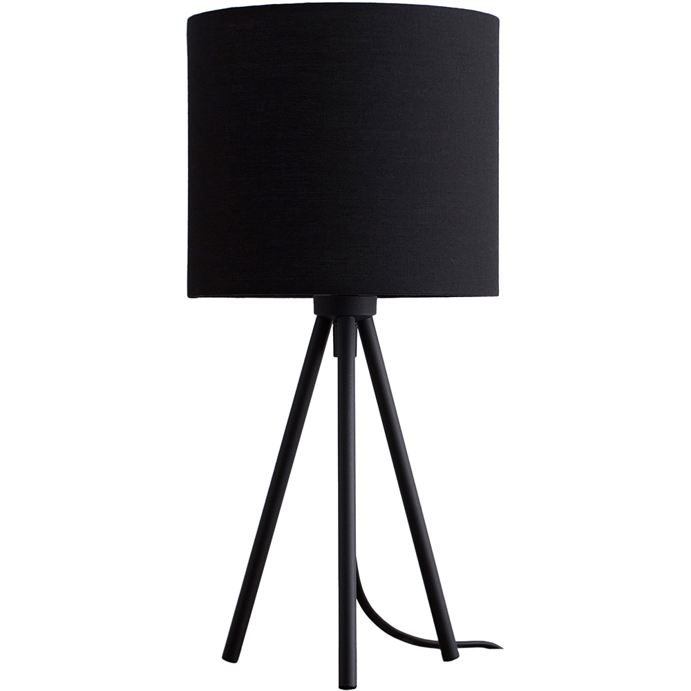 Kliving Black Cotton Fabric Shade Modern Metal Tripod Table Lamp Image 1