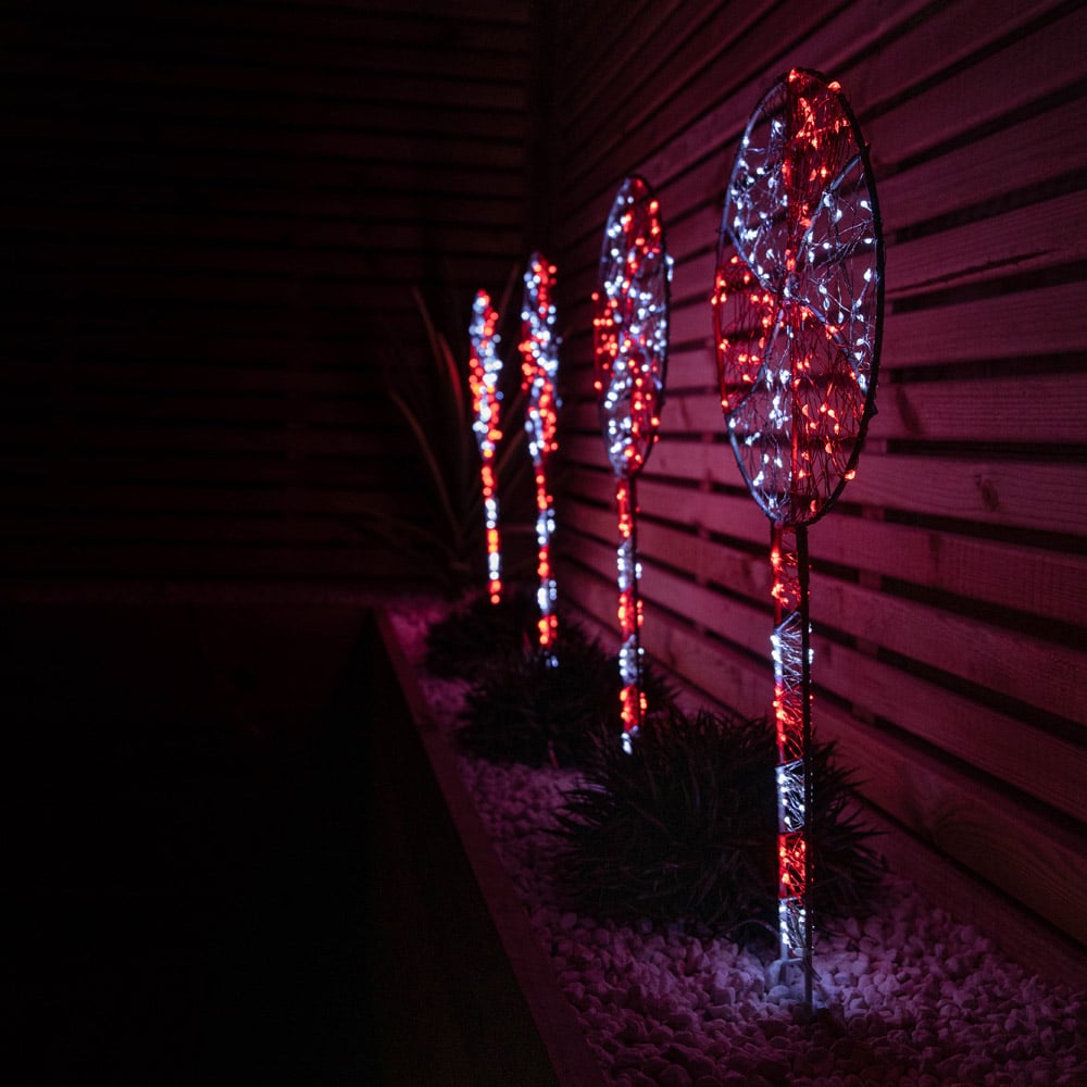 Samuel Alexander 4 Piece 720 Red and White LED Lollipop Christmas Path Light Set Image 7