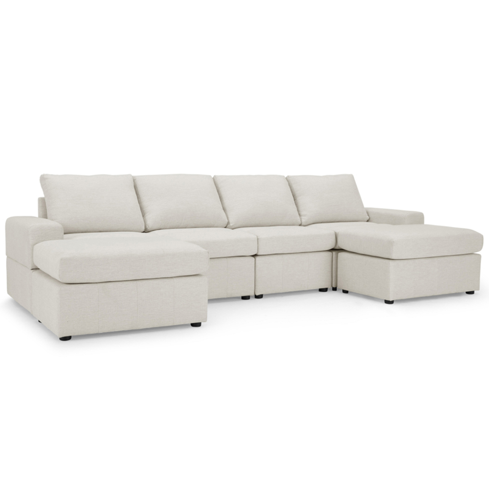 Home Detail Celestia 4 Seater Light Grey Fabric Corner Sofa Image 2