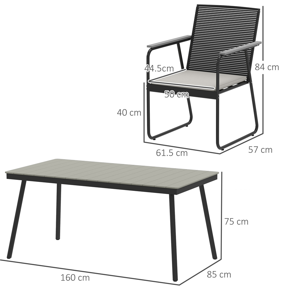 Outsunny 6 Seater Rattan Garden Dining Set Grey Image 9
