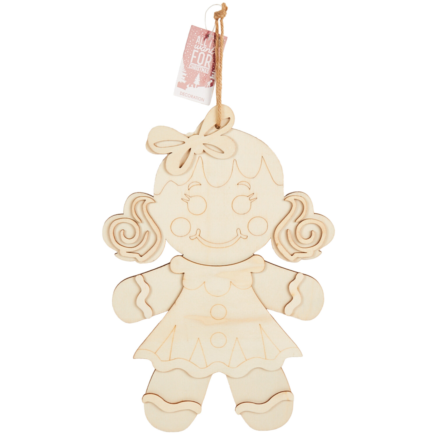 Wooden Gingerbread Man or Woman Ornament - Wood Image 5