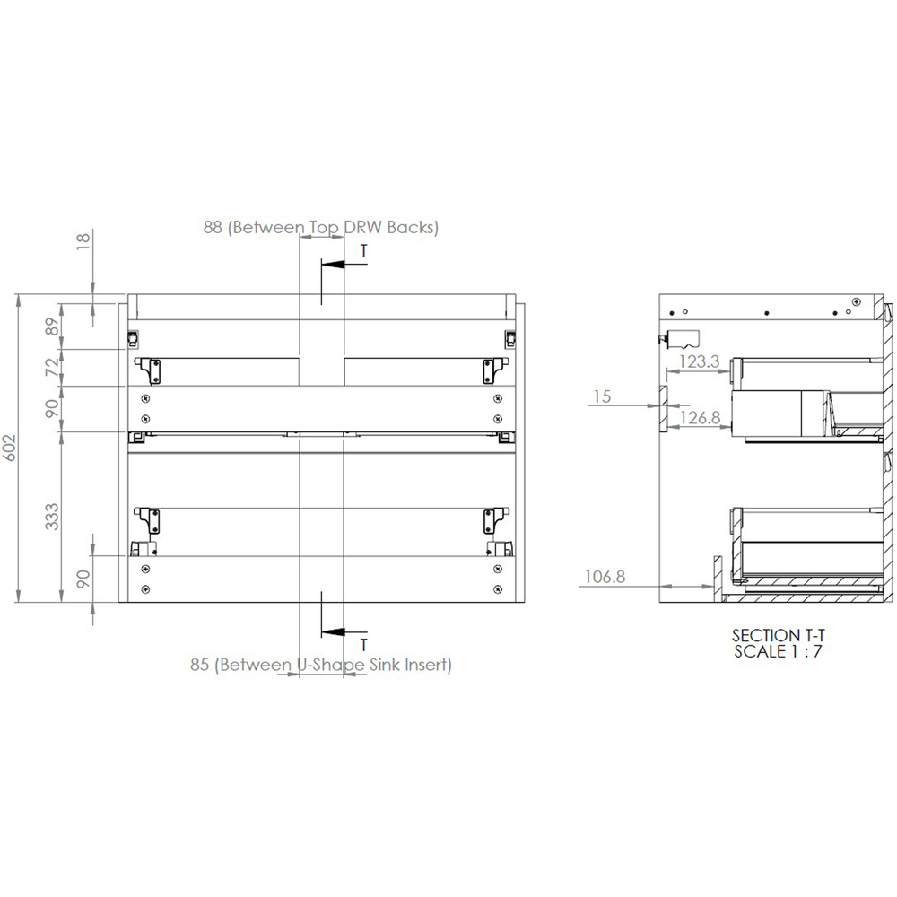 Bathstore Amalfi 2 Door Grey Wall Hung Basin Unit 800mm Image 7