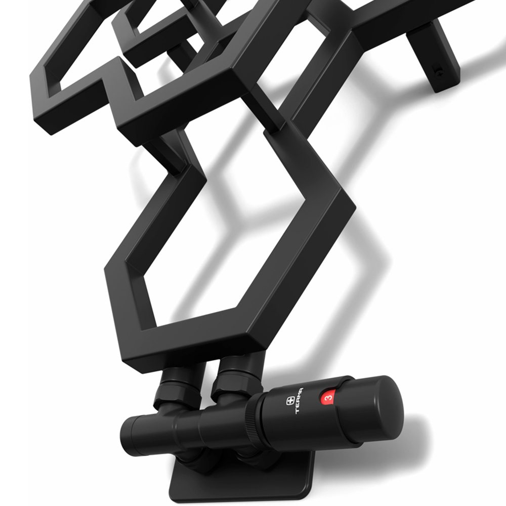 Terma Hex 846 BTU Matt Black Radiator 821 x 486mm Image 5