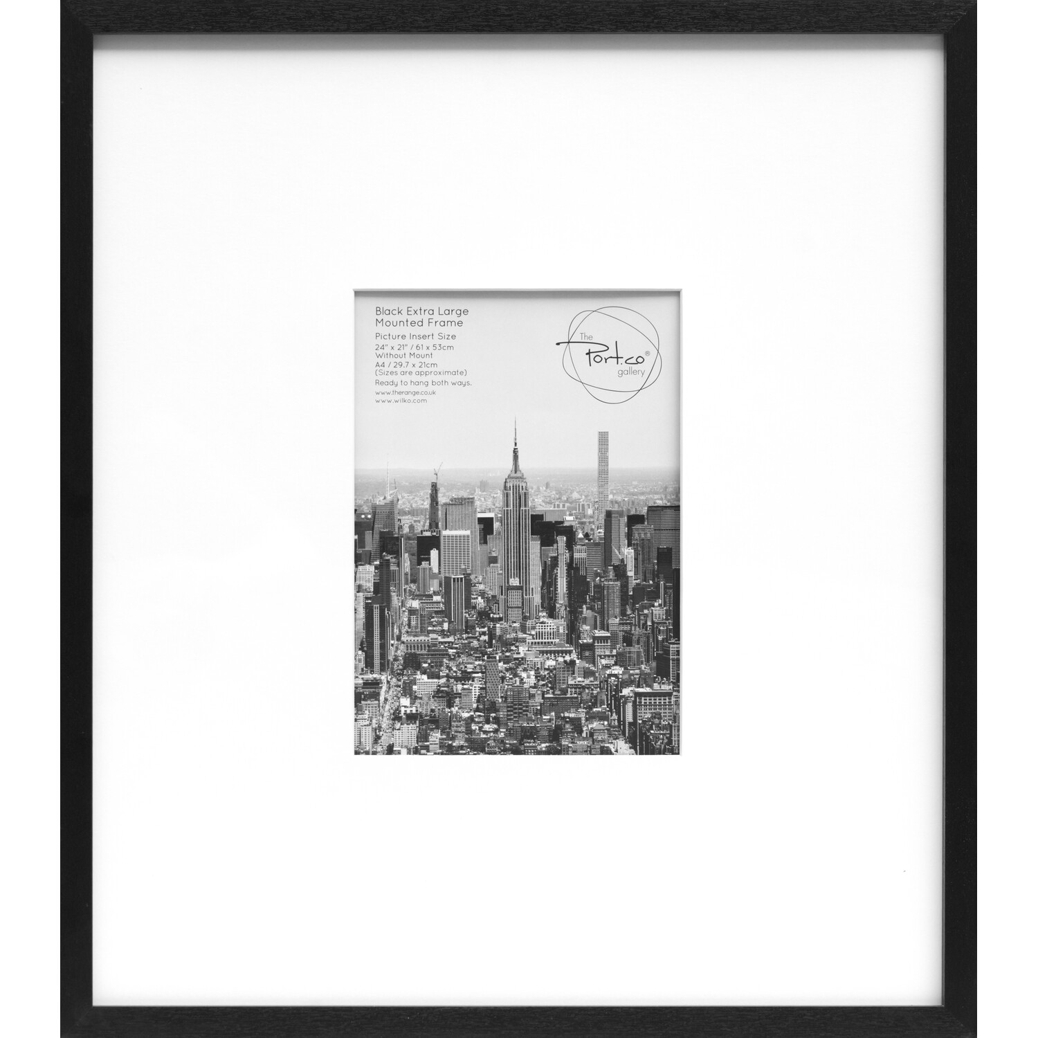 Black Extra Large Mount Photo Frame - Black / A4 Image 1