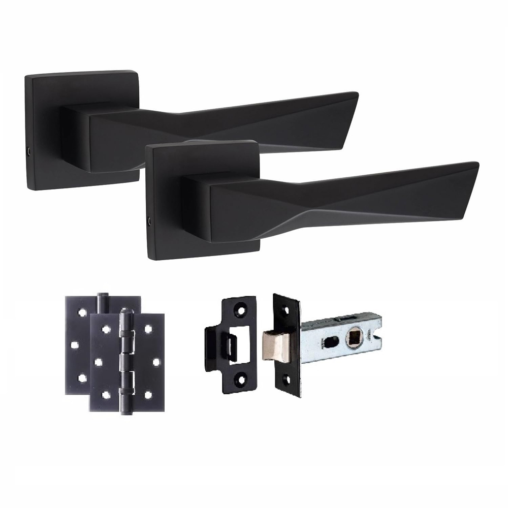 Golden Grace Matt Black Aura Door Handle Set 4 Pack Image 2