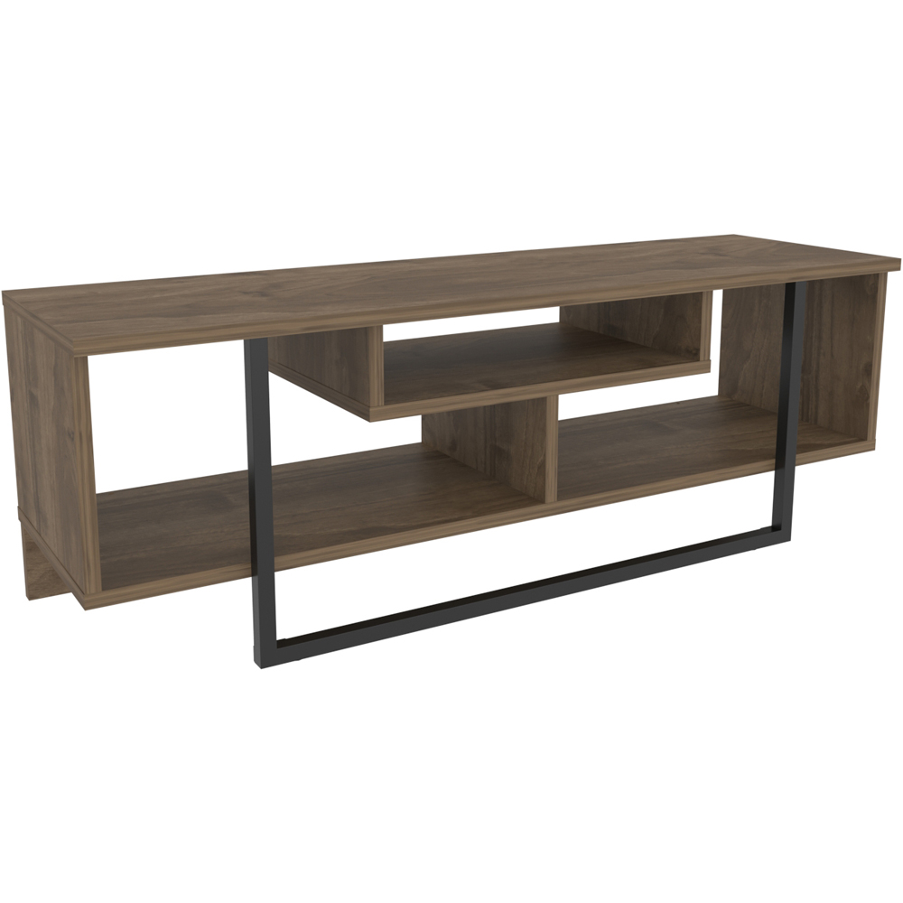Decorotika Asal Walnut and Black Wide TV Unit Image 2