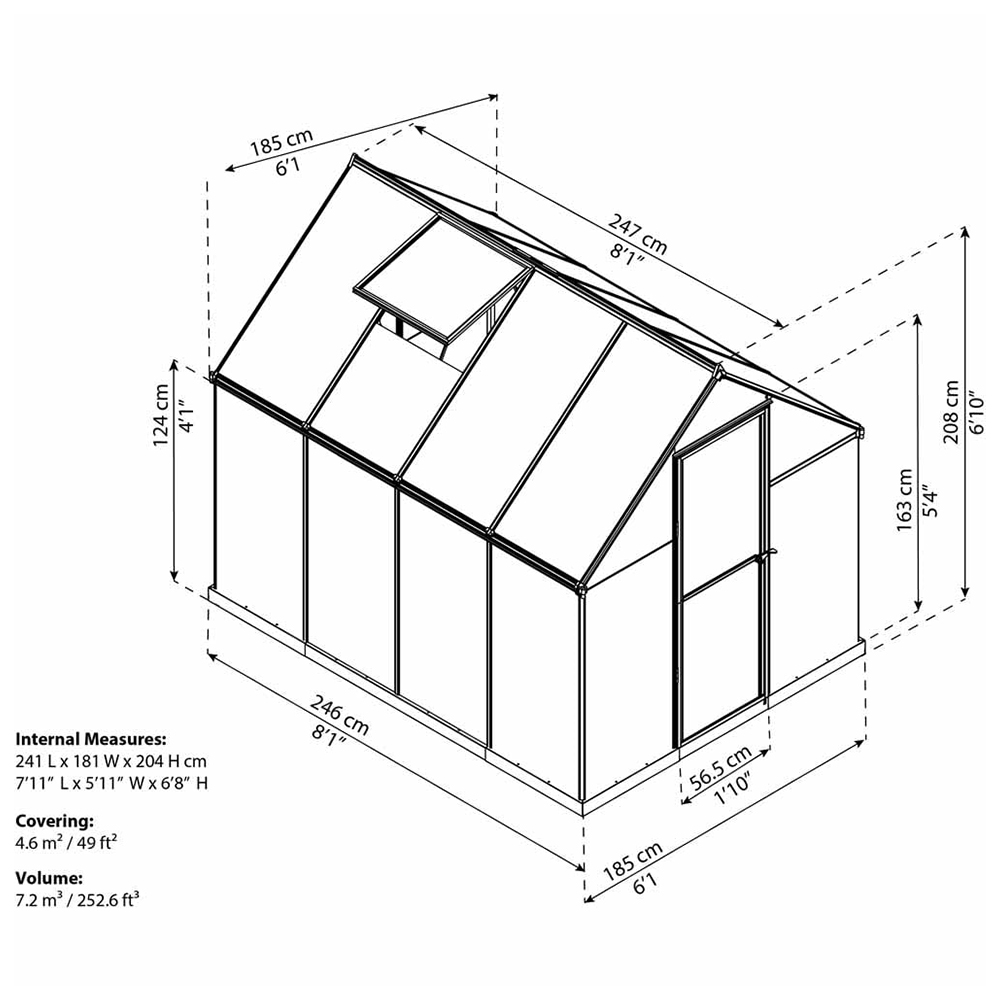 Palram Mythos Green Aluminium 6 x 8ft Greenhouse Image 5