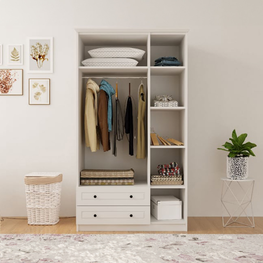 Evu VOLET 3 Door 2 Drawer White XL Mirrored Wardrobe Image 5