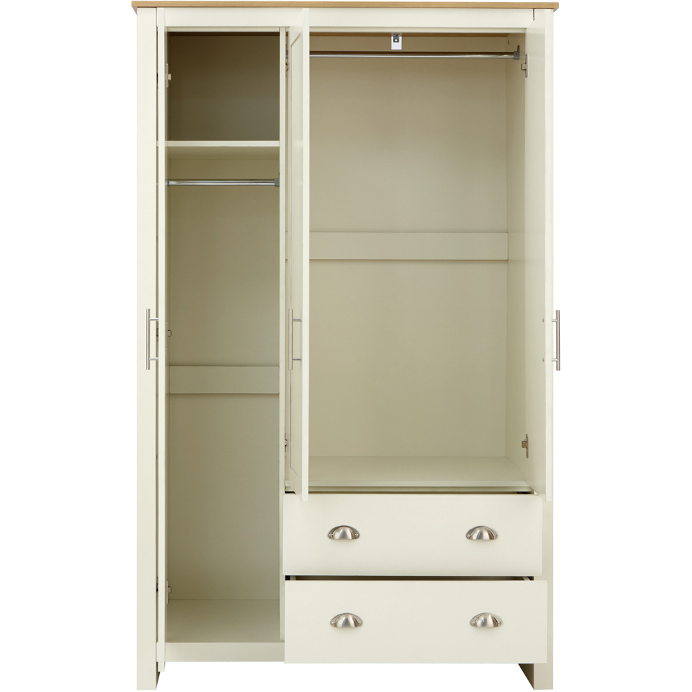 GFW Lancaster 3 Door 2 Drawer Cream Wardrobe Image 3