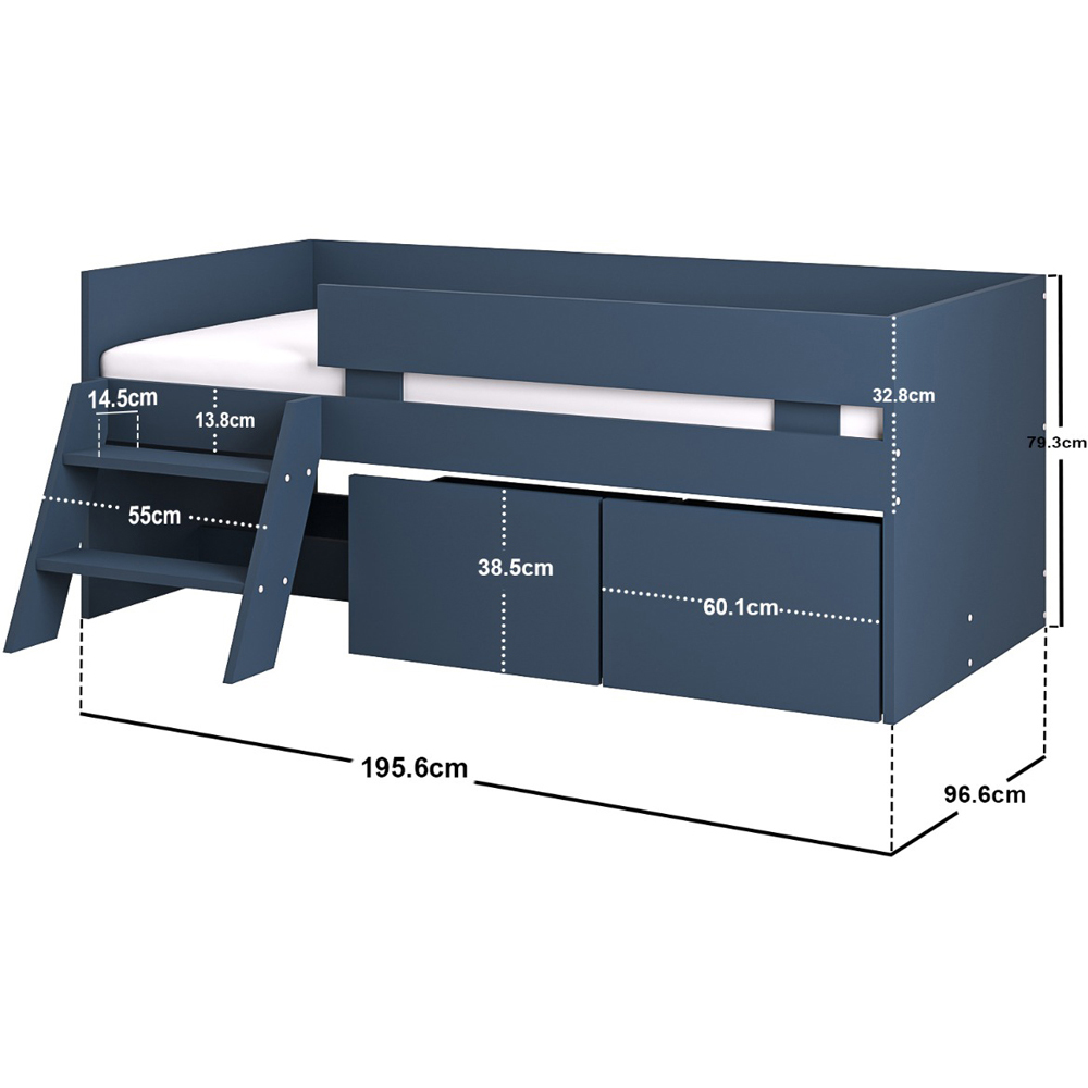 Flair Logan Single Blue 2 Drawer Low Sleeper Image 6