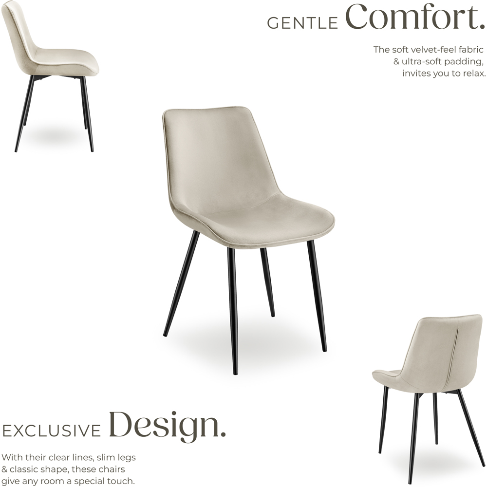 tectake Monroe Set of 2 Cream Velvet Padded Dining Chair Image 3