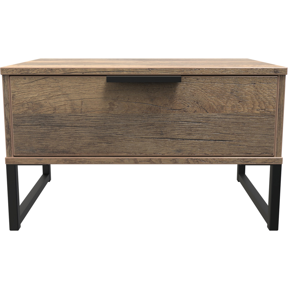 Crowndale Hong Kong Single Drawer Vintage Oak Wide Side Table Ready Assembled Image 3