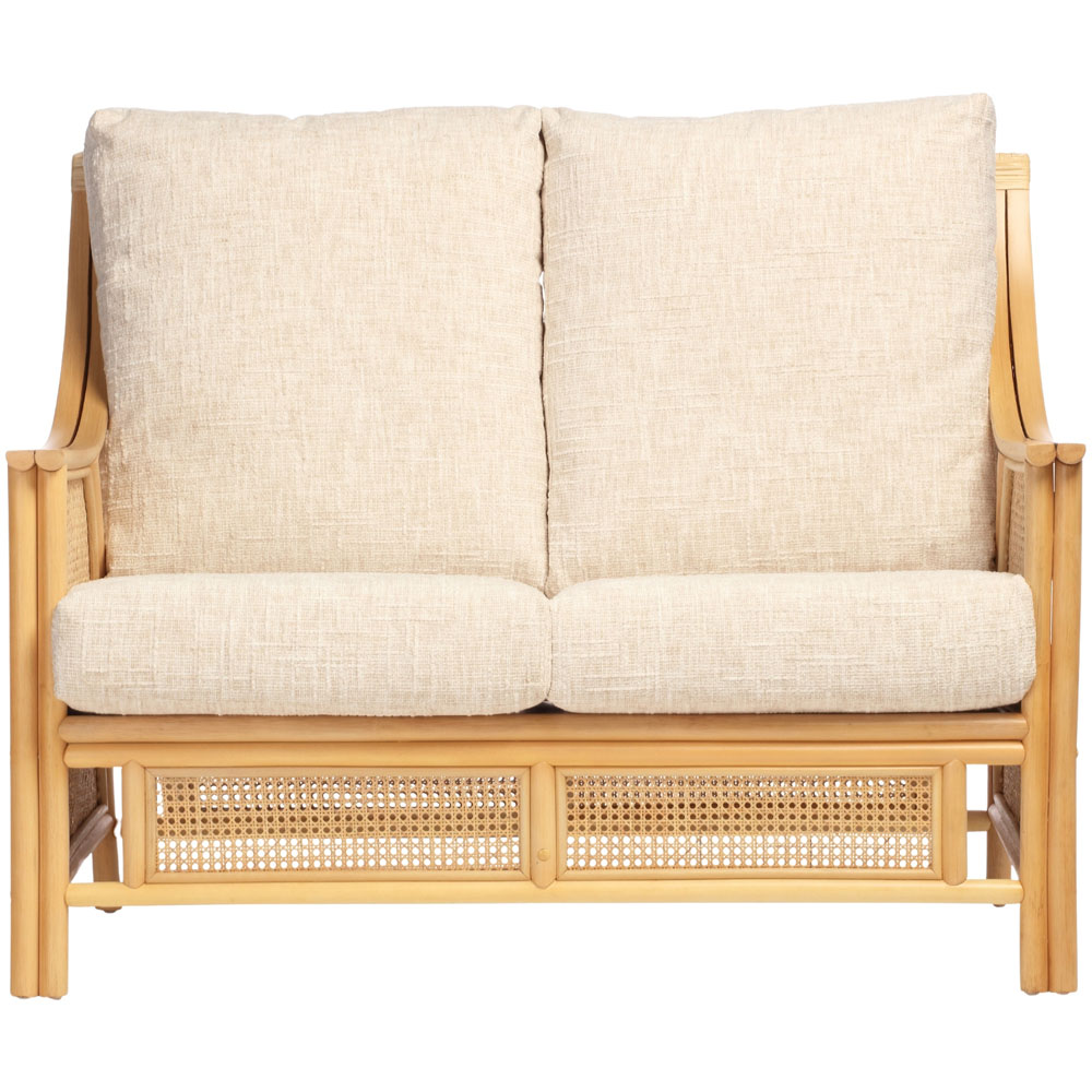 Desser Furniture Chester 2 Seater Natural Rattan Cotton Cream Sofa Image 3