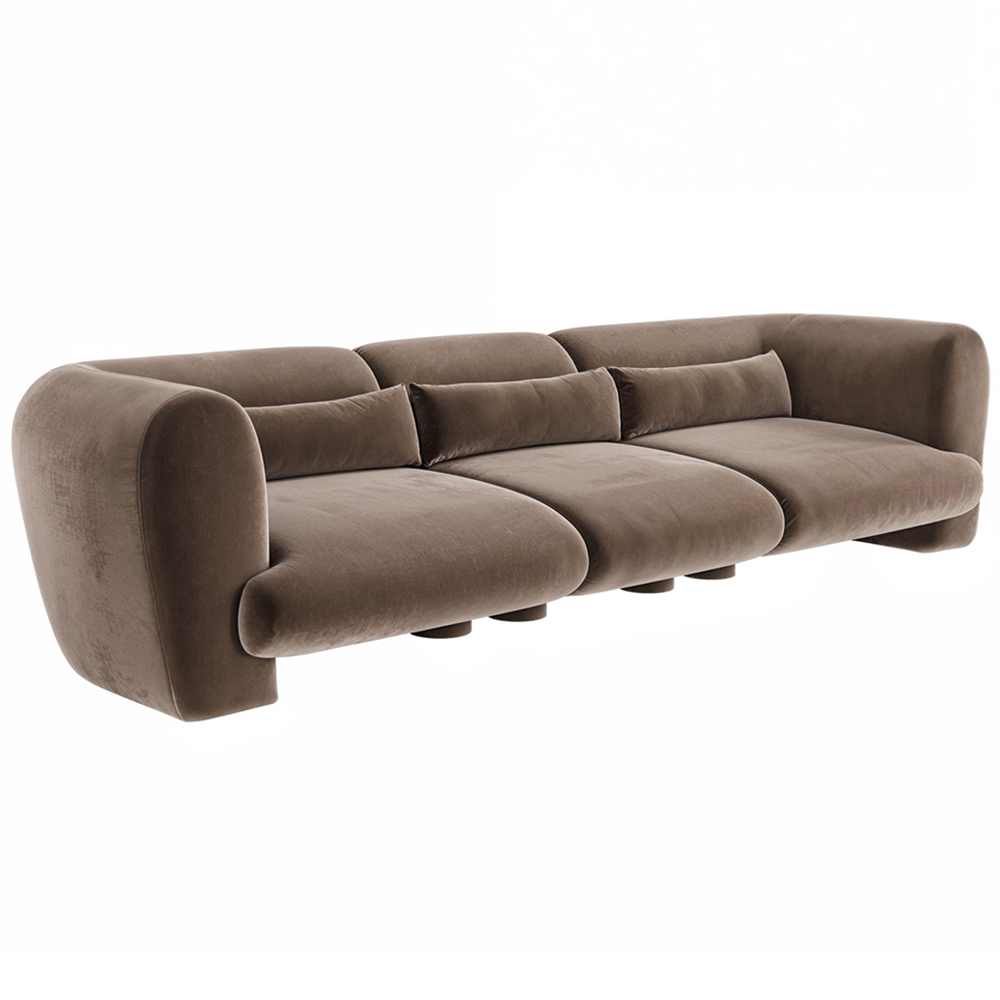 Solace+Co Maddox 4 Seater Chocolate Velvet Sofa Image 2