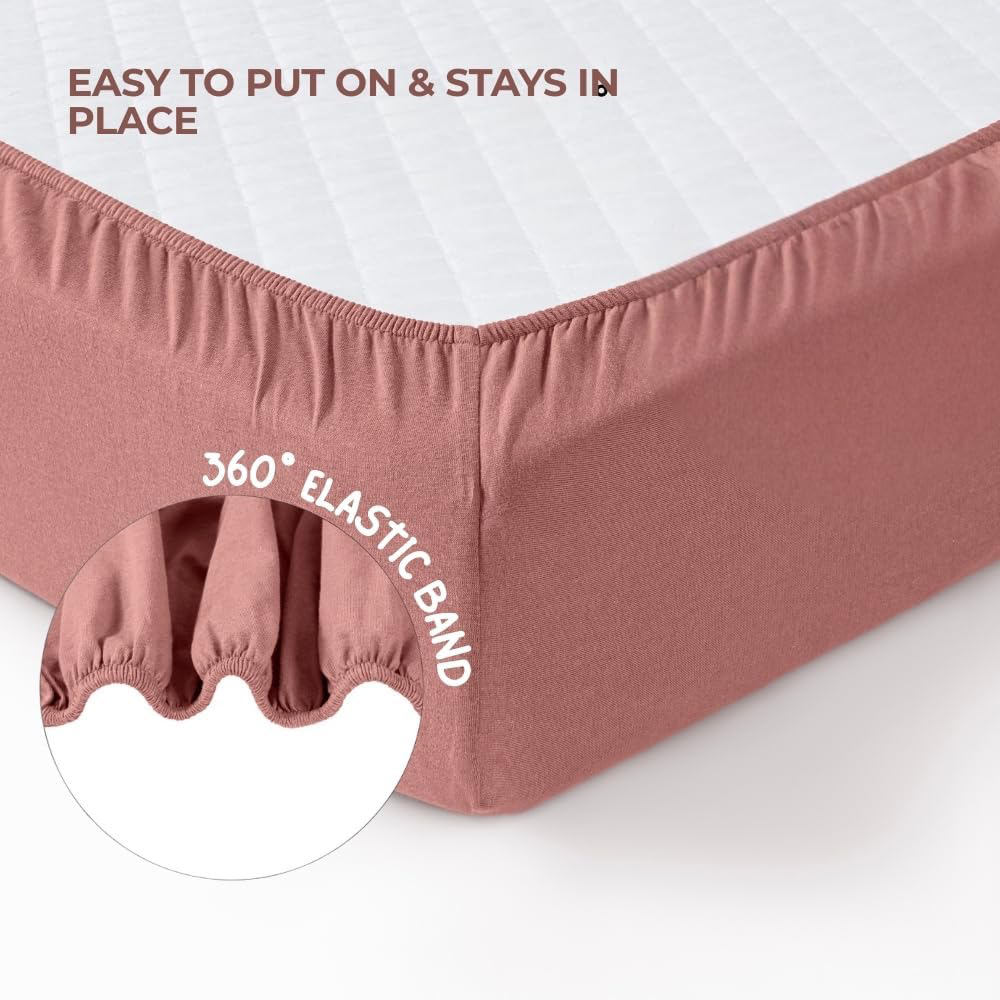MHG Living Misty Pink and Dusty Rose Jersey Cotton Fitted Cot Bed Sheet 120 x 60cm 2 Pack Image 4