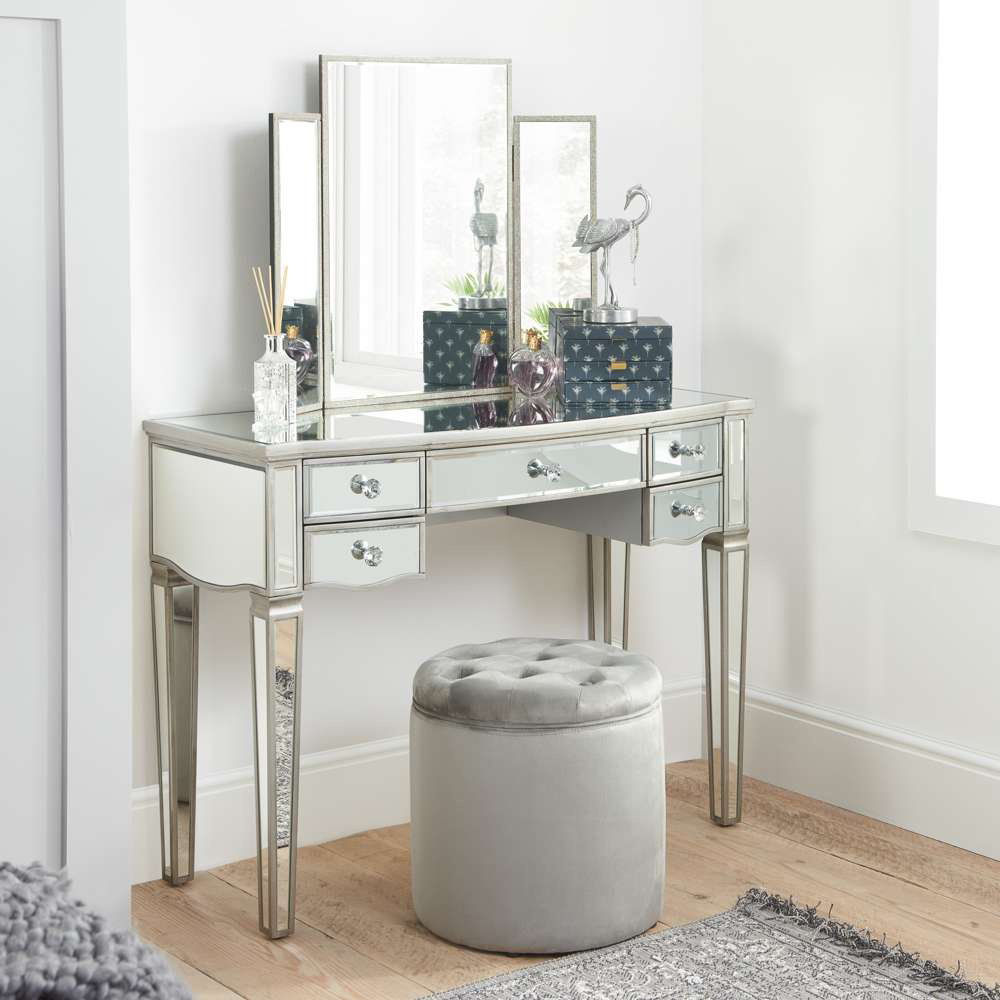 Birlea Elysee 5 Drawer Mirrored Dressing Table Image 8