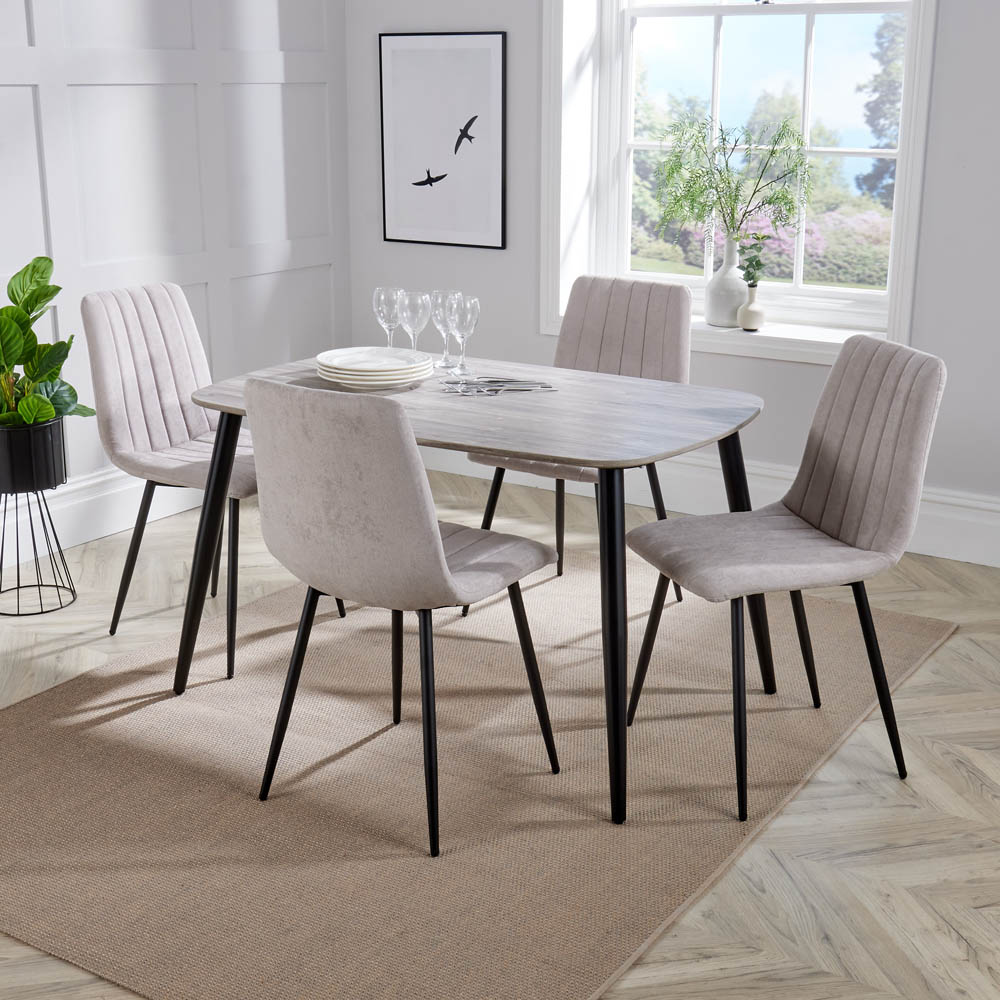 Core Products Aspen 4 Seater Rectangular Dining Set Grey Oak and Natural Image 4