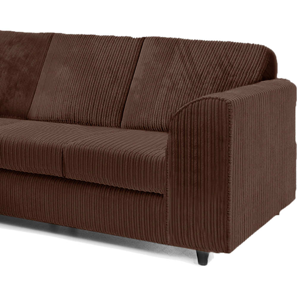 Luxor 4 Seater Chocolate Jumbo Cord Full Back Left Hand L Shape Corner Sofa Image 3