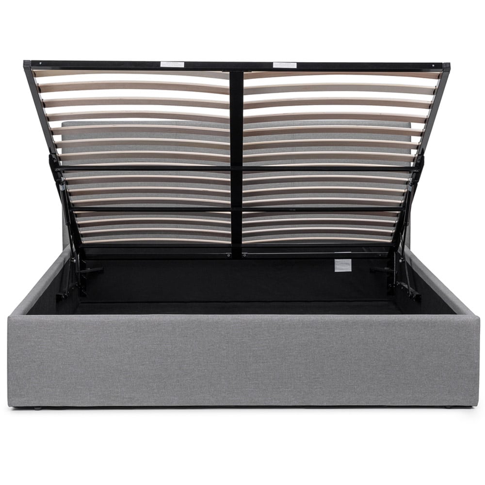 Julian Bowen Rialto King Size Light Grey Linen Lift Up Storage Bed Image 5