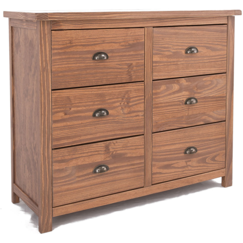 Cabinet Bits Padua 6 Drawer Brown Brass Cup Handle Chest of Drawers Image 2