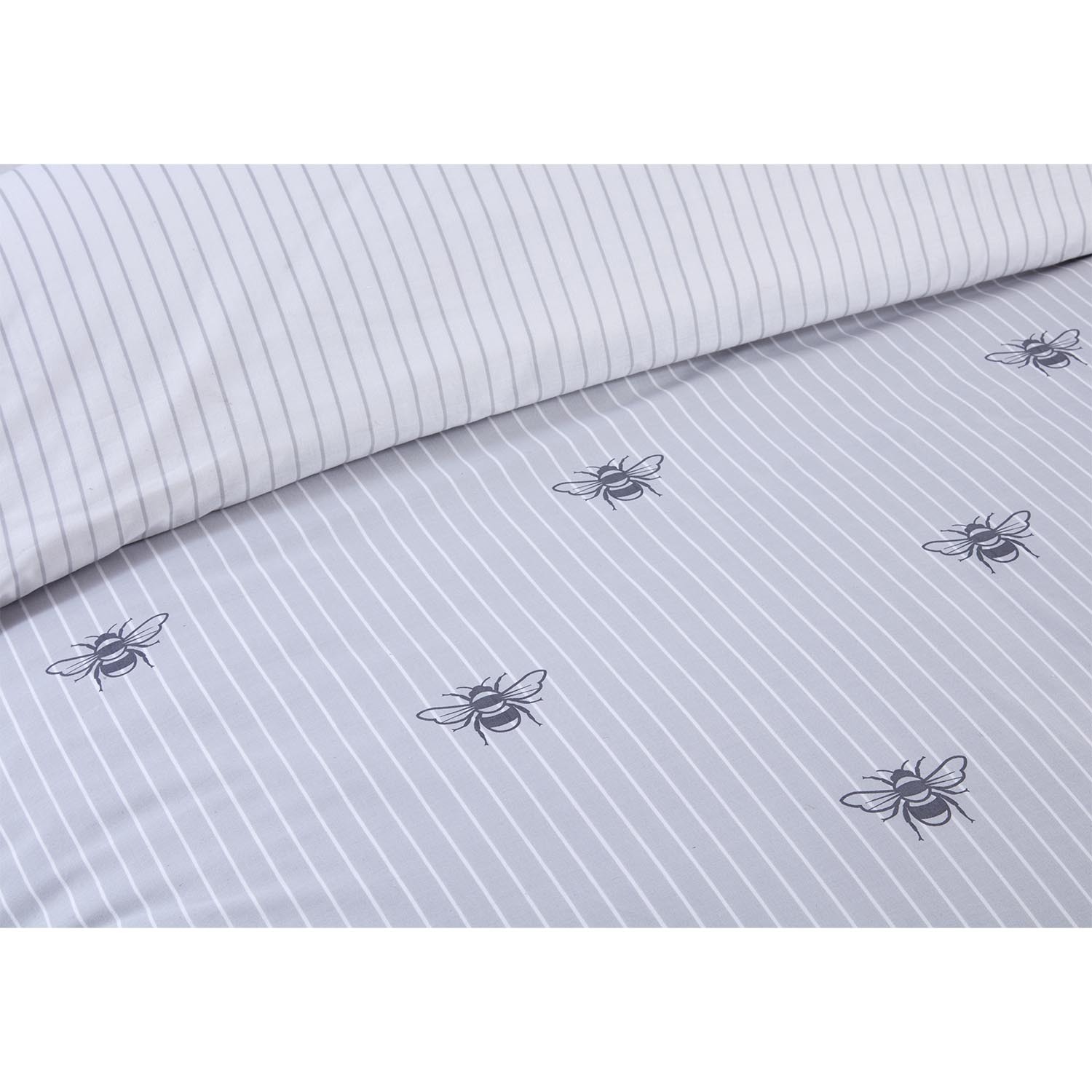 Divante King Size Betsy Bee Stripe Duvet Cover and Pillowcase Set Image 4