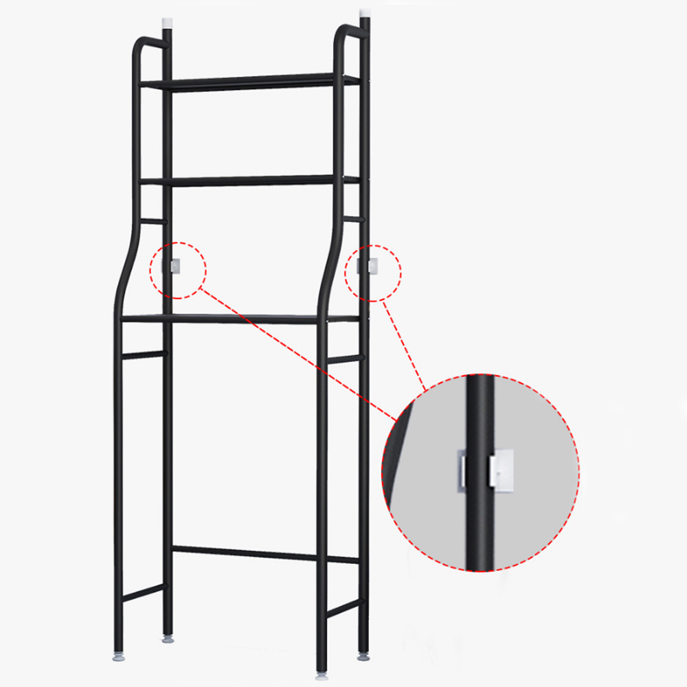 Living and Home 3-Tier Black Metal Over Toilet Bathroom Storage Rack Image 4