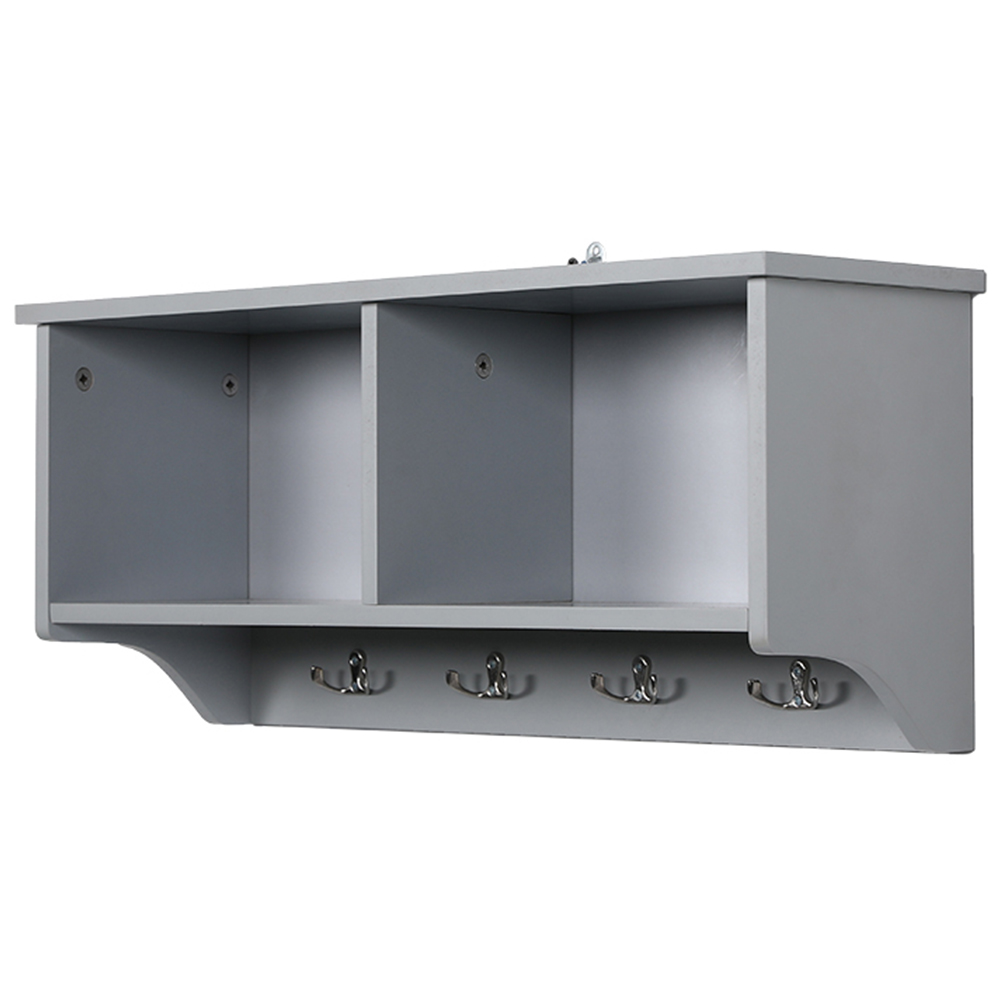 Home Source Polar 2 Shelf 4 Hook Grey Wall Mounted Display Unit Image 2