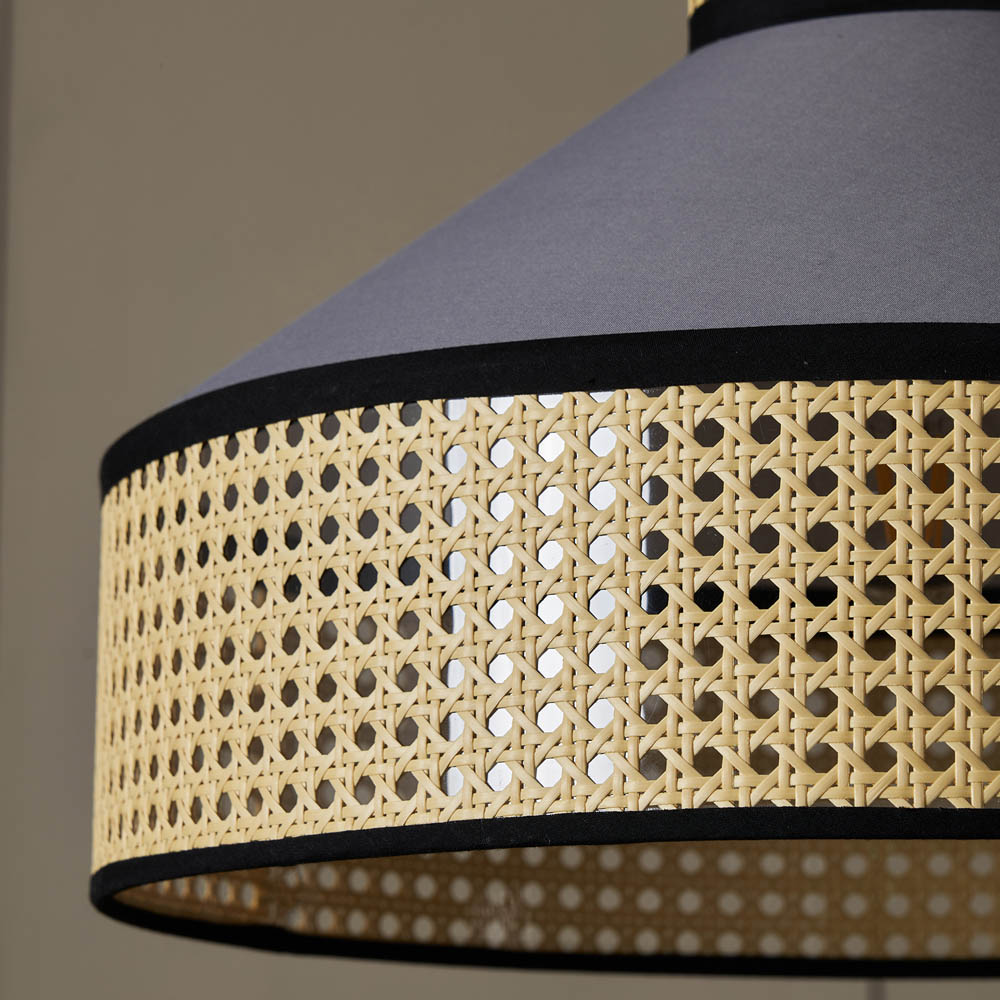 Inlight Cole Cane Easyfit Natural and Grey Pendant Light Image 5