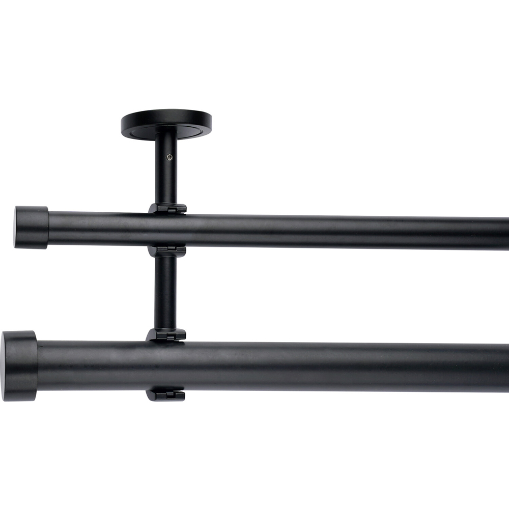 Double Layer Curtain Pole Black 170-300cm Image 3