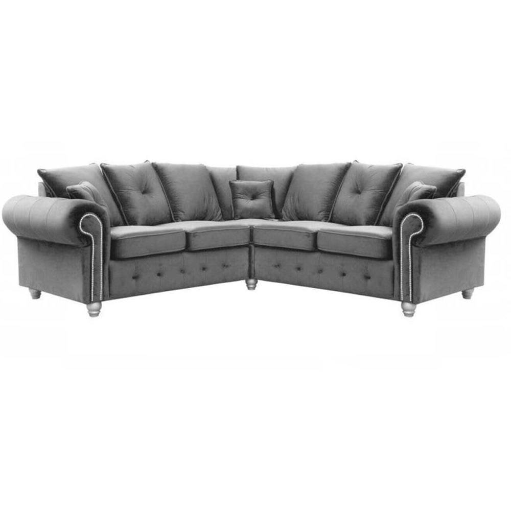 Portland Zoey 5 Seater Plush Velvet Chesterfield Style L Shape Corner Sofa Image 2